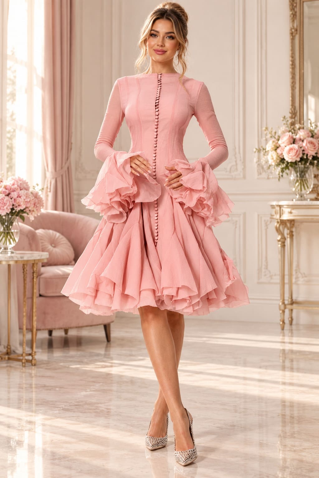 Robe Courte Rose Poudré – Mila