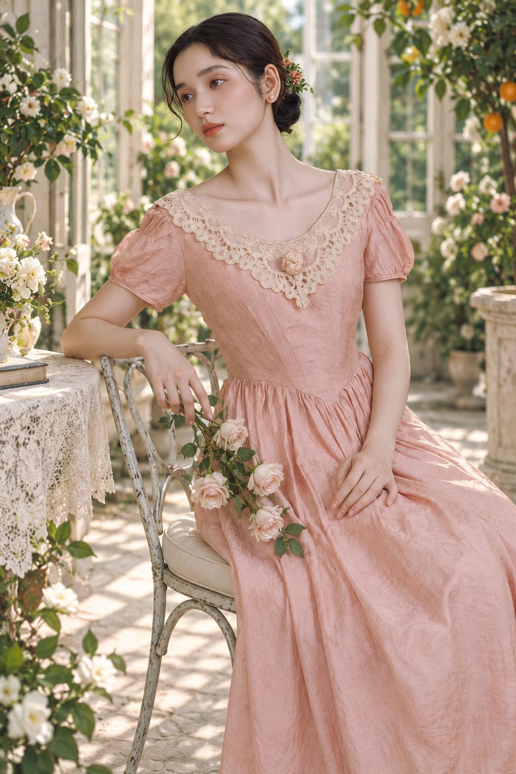 Robe Longue Rose Poudré Bohème – Solène