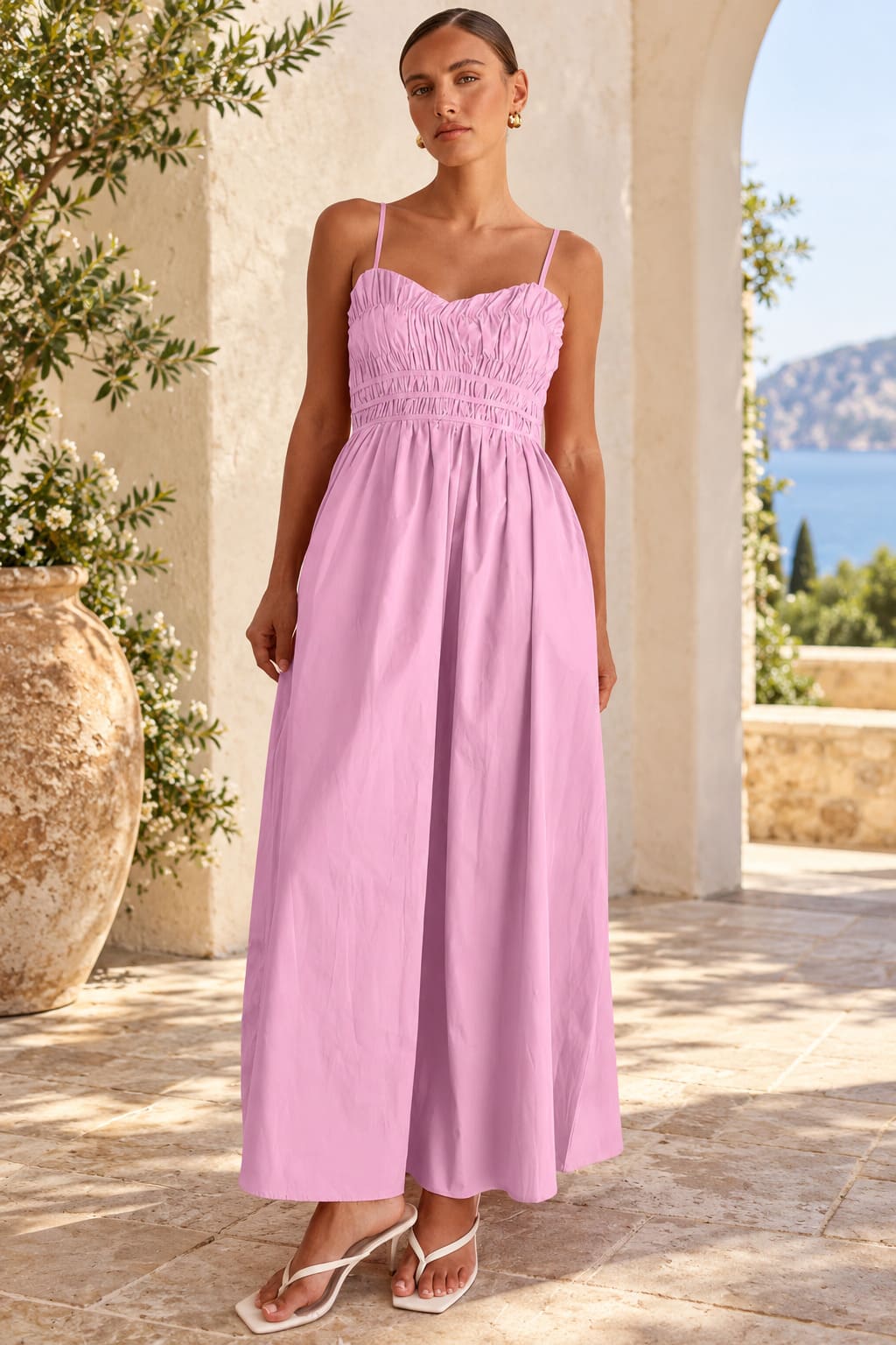 Robe Rose Bretelles Spaghetti – Carla