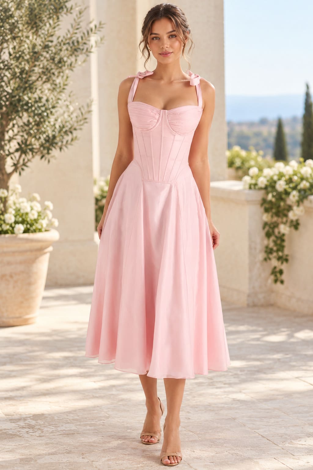 Robe Rose Pastel à Bustier – Léopoldine