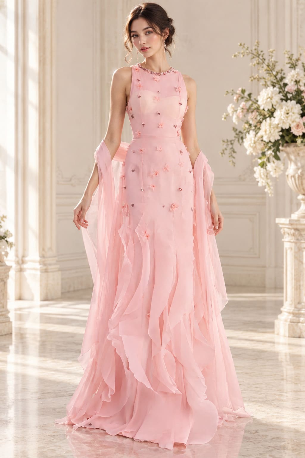 Robe Rose Pastel en Soie – Silvana