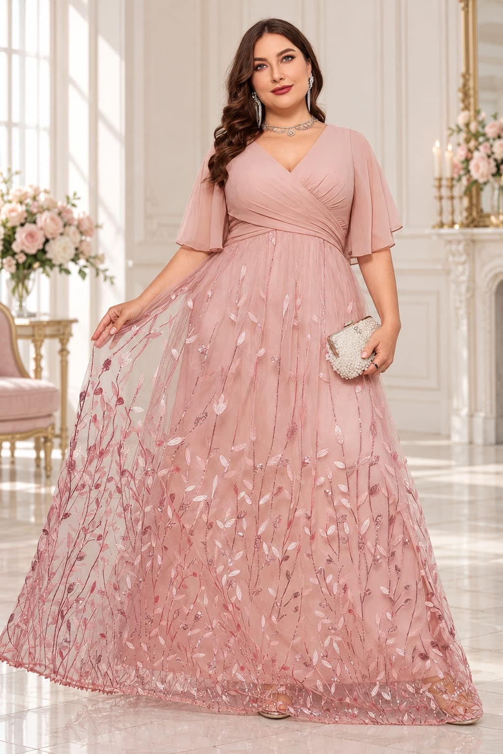 Robe Rose Poudré Grande Taille – Philomène