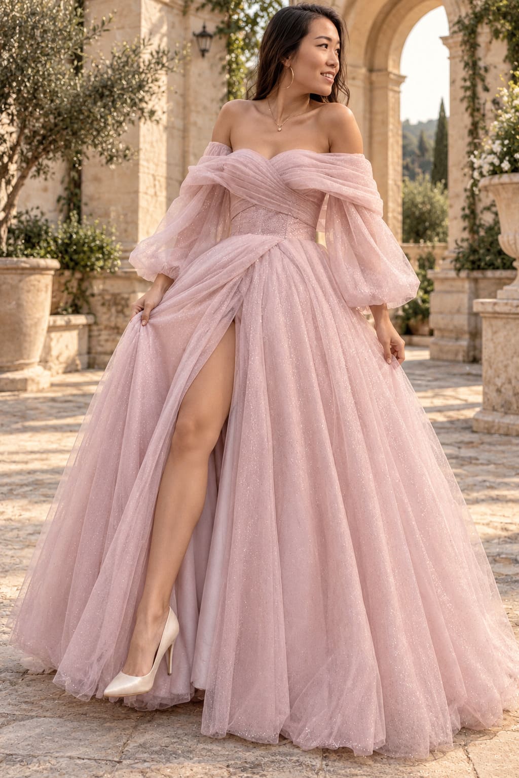 Robe Rose Poudré d’Invitée Au Mariage – Solange