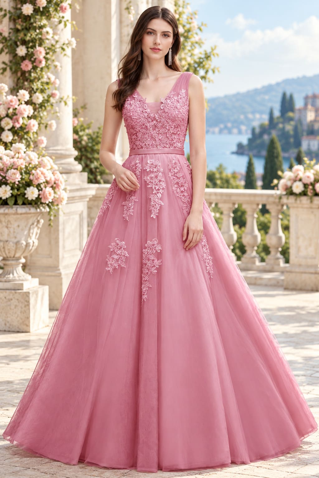 Robe Vieux Rose Bustier et Dentelle – Isolde
